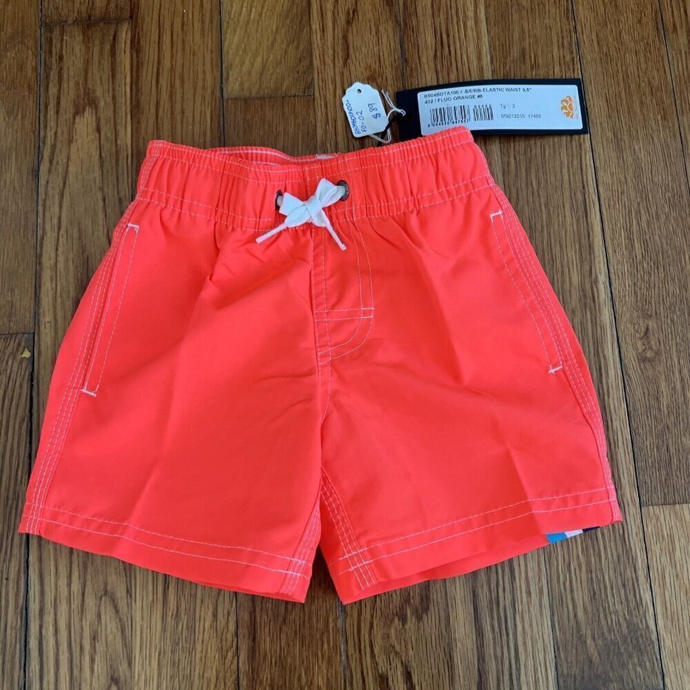 Sundek Toddler Boys Orange Swim Trunks Shorts Rainbow Size 2